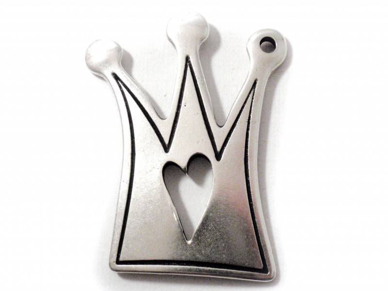 Bedel kroon metaal zilver DQ 65x45mm-Kraaltjes van Renate