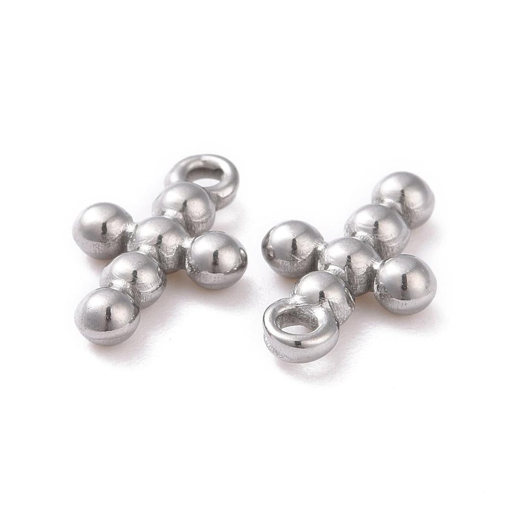 Bedel kruis RVS Zilver 12,5mm- per stuk-bedels-Kraaltjes van Renate