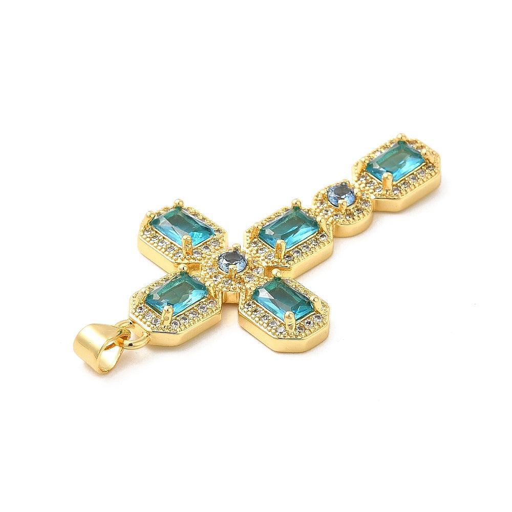 Bedel kruis Zirconia 18K Gold Plated 46mm - per stuk-Kralen-Kraaltjes van Renate