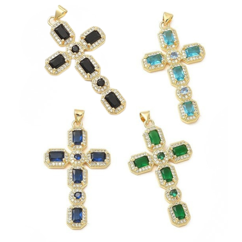 Bedel kruis Zirconia 18K Gold Plated 46mm - per stuk-Kralen-Kraaltjes van Renate