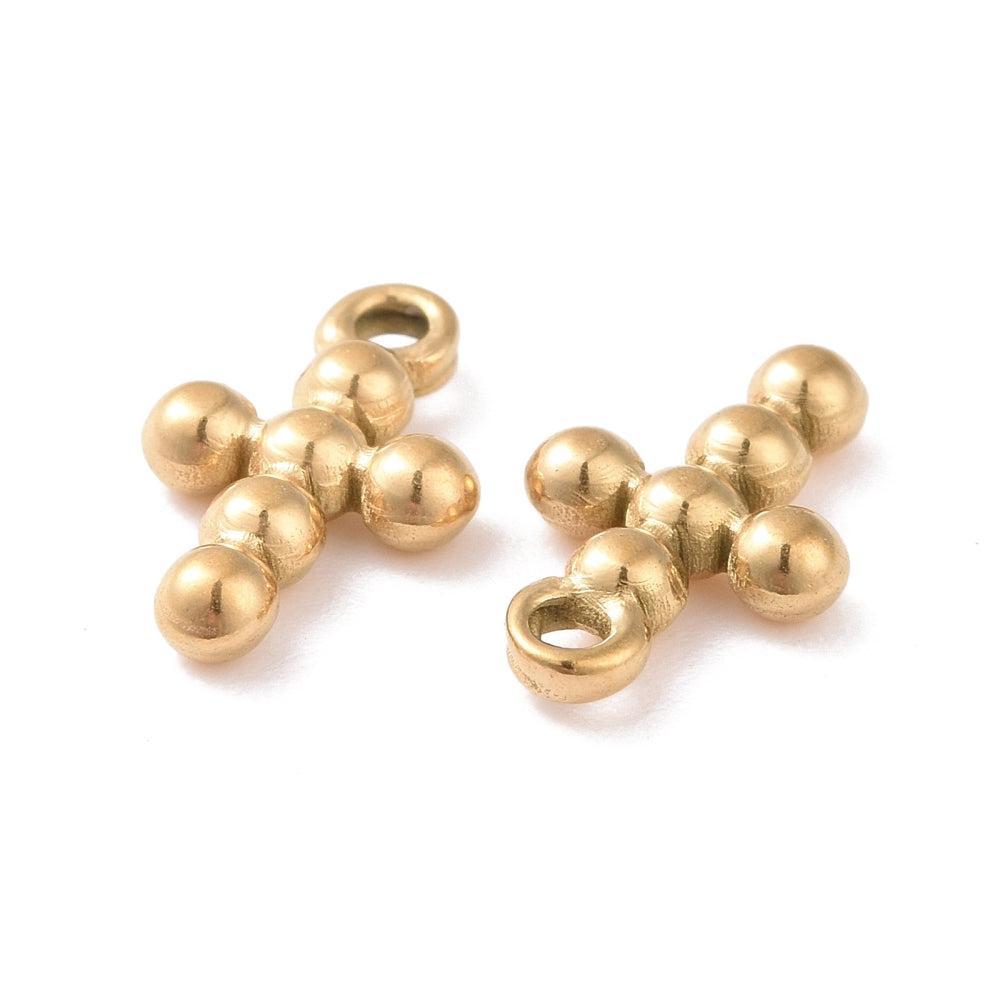 Bedel kruisje RVS Goud 12,5mm - per stuk-bedels-Kraaltjes van Renate