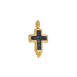 Bedel kruisje zwart 24K goud 17mm-bedels-Kraaltjes van Renate