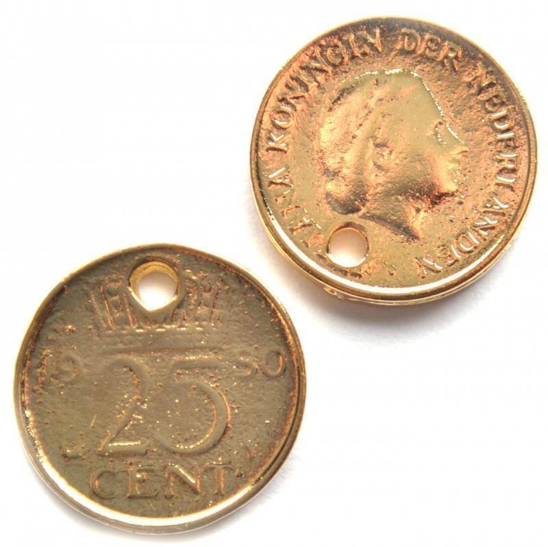 Bedel kwartje metaal goud DQ 18mm-Kraaltjes van Renate