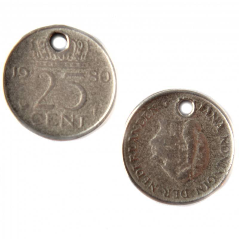 Bedel kwartje metaal zilver DQ 18mm-Kraaltjes van Renate