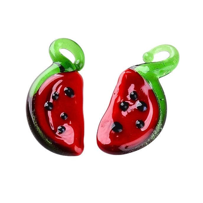 Bedel lampwork watermeloen 24x11mm-bedels-Kraaltjes van Renate