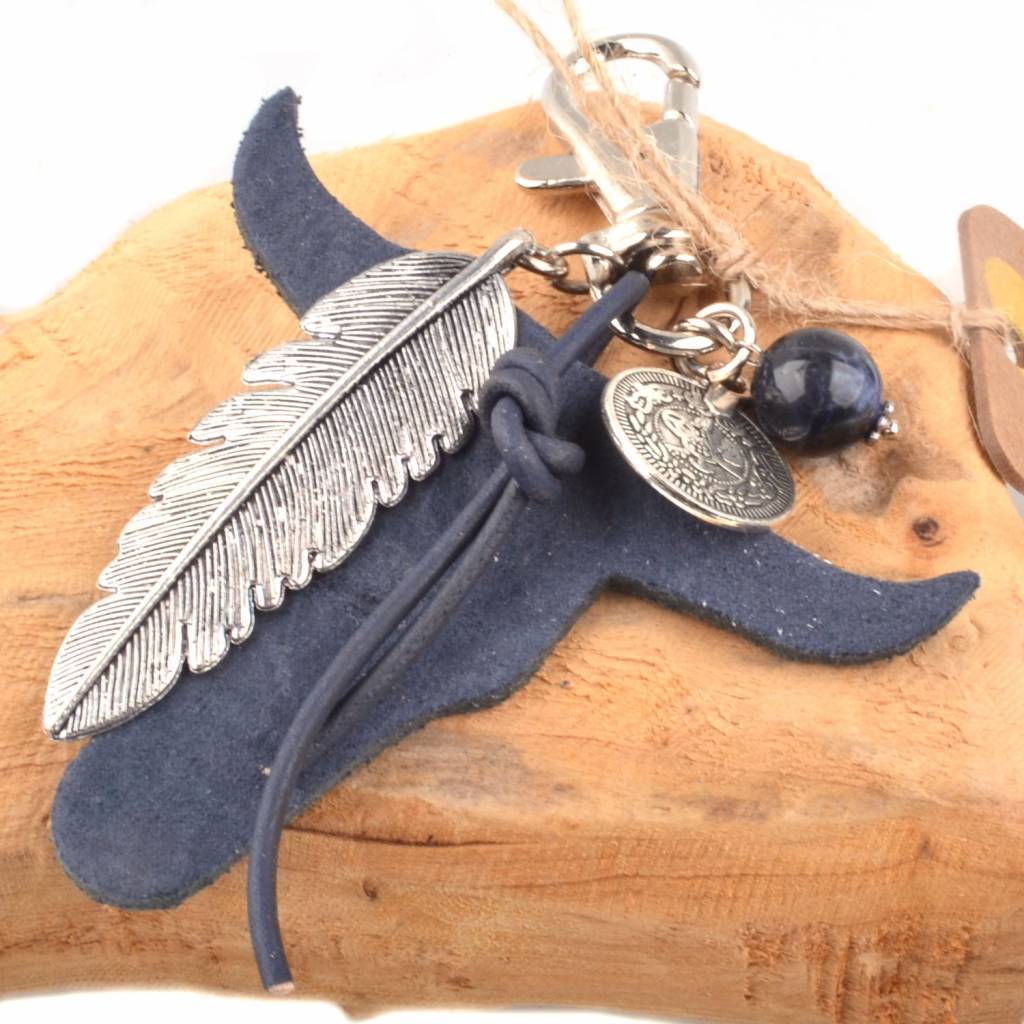 Bedel leerhanger buffel blauw DIY pakket-Kraaltjes van Renate