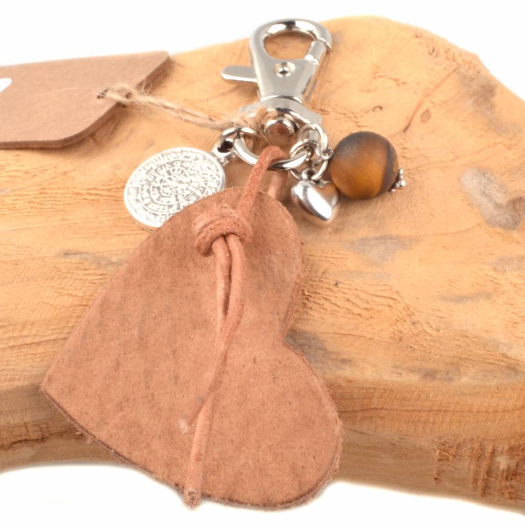 Bedel leerhanger hart cognac DIY pakket-Kraaltjes van Renate