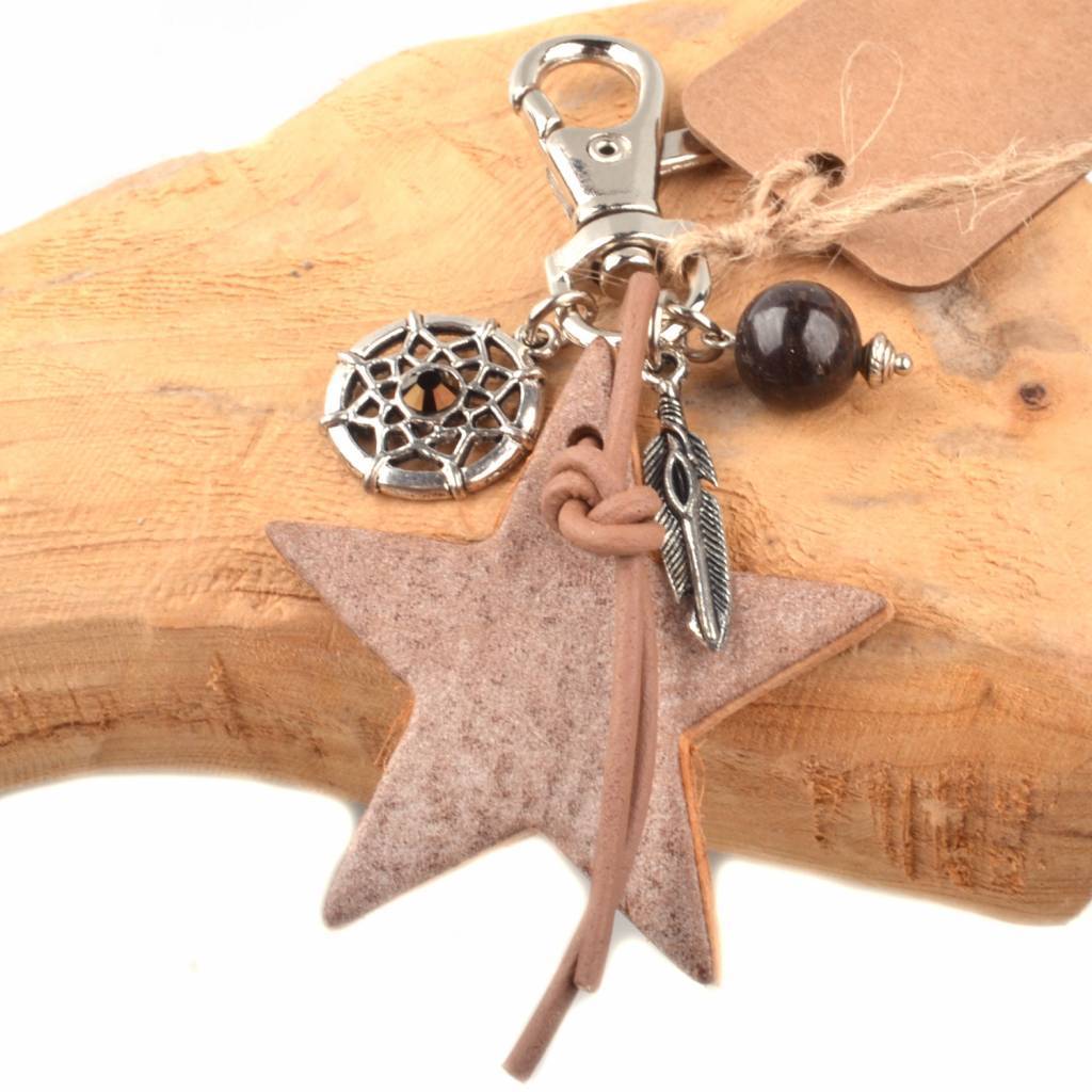 Bedel leerhanger ster cognac DIY pakket-Kraaltjes van Renate