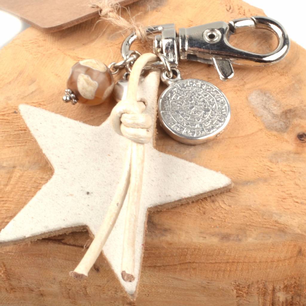 Bedel leerhanger ster crème DIY pakket-Kraaltjes van Renate