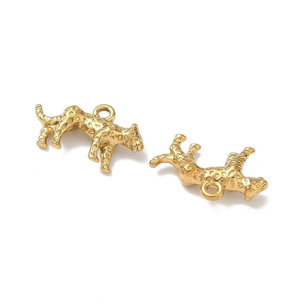 Bedel leopard premium RVS goud 18K 9,5mm - per stuk-bedels-Kraaltjes van Renate