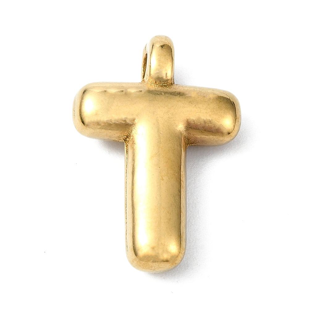 Bedel letter alfabet A-Z RVS 18K goud 19x13mm-bedels-Kraaltjes van Renate