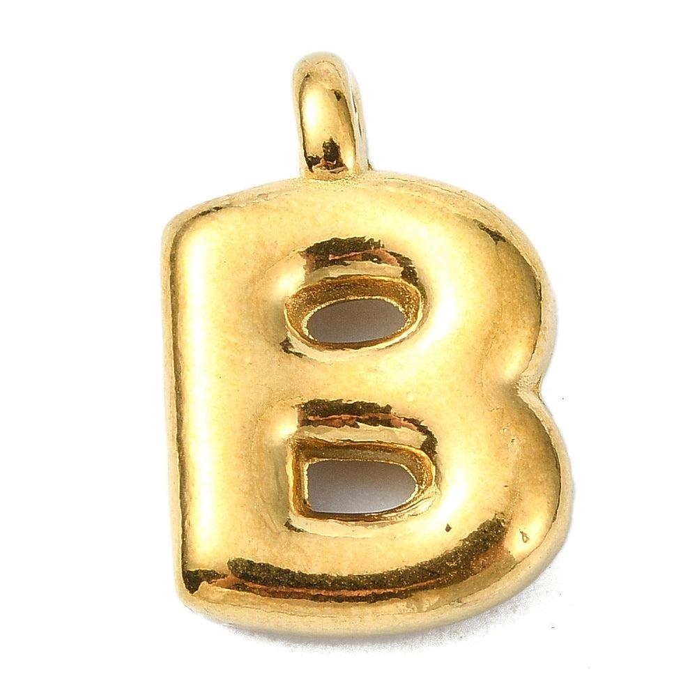 Bedel letter alfabet A-Z RVS 18K goud 19x13mm-bedels-Kraaltjes van Renate