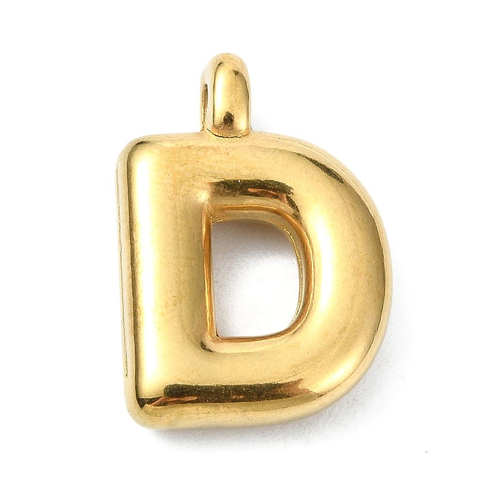 Bedel letter alfabet A-Z RVS 18K goud 19x13mm-bedels-Kraaltjes van Renate