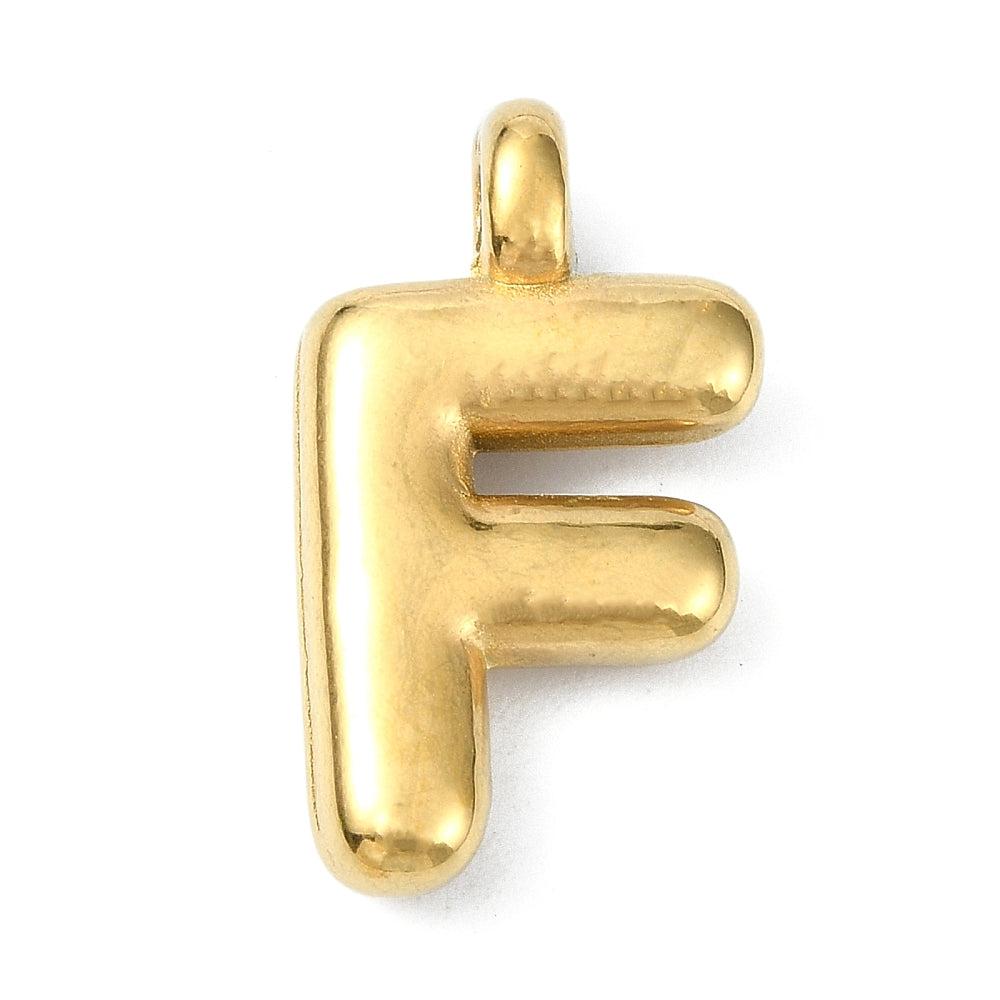 Bedel letter alfabet A-Z RVS 18K goud 19x13mm-bedels-Kraaltjes van Renate