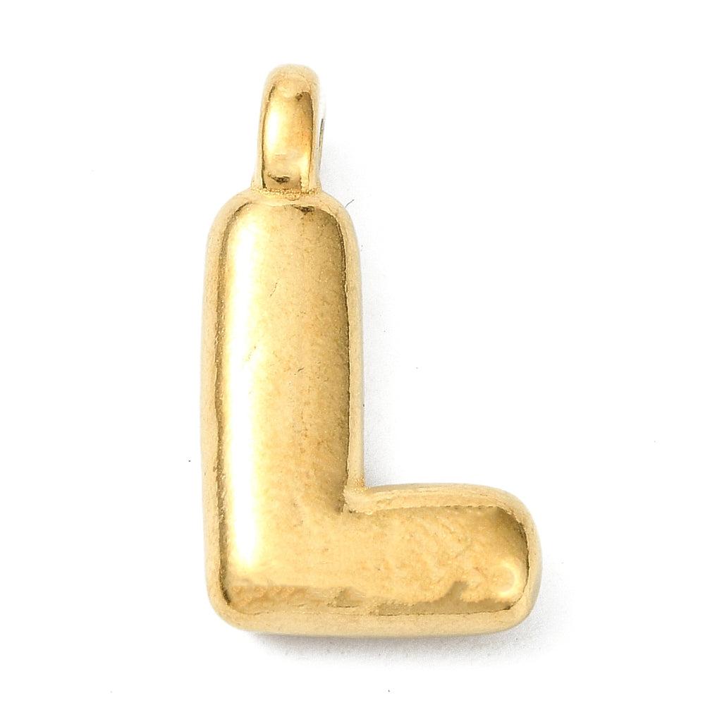 Bedel letter alfabet A-Z RVS 18K goud 19x13mm-bedels-Kraaltjes van Renate