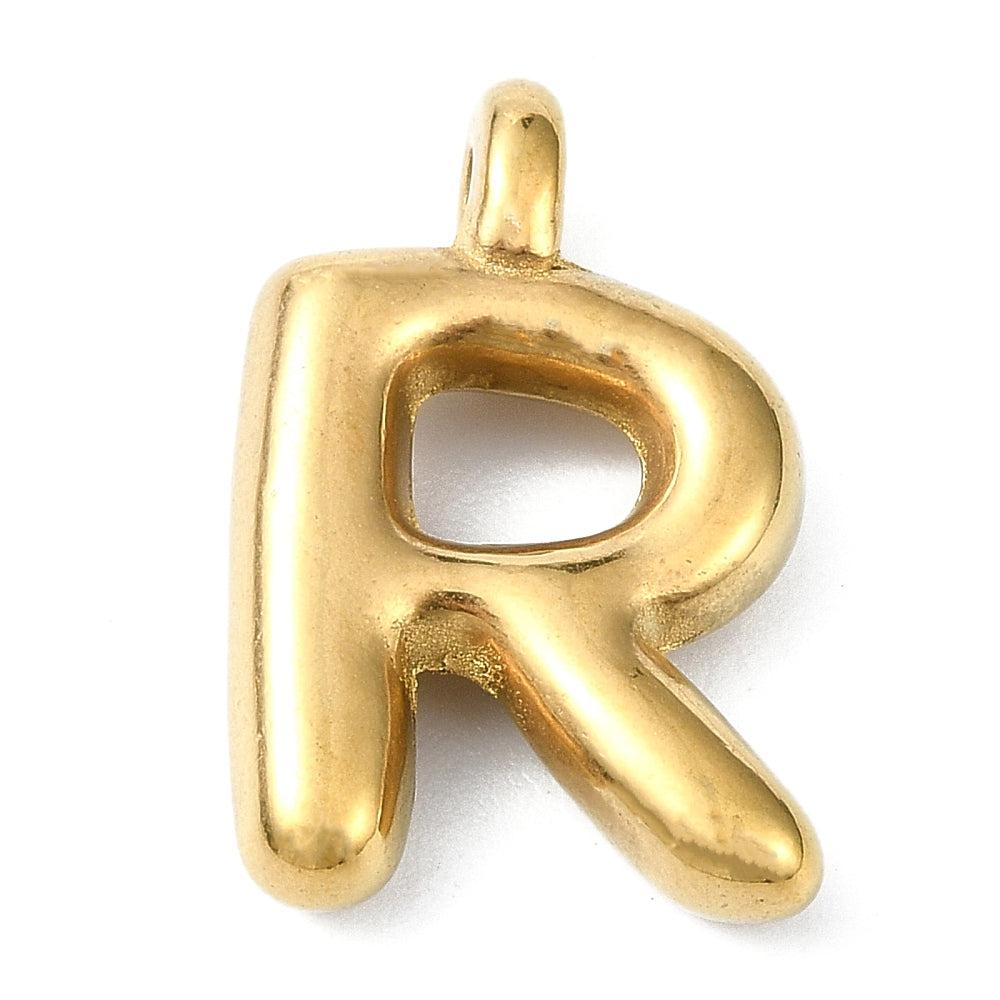 Bedel letter alfabet A-Z RVS 18K goud 19x13mm-bedels-Kraaltjes van Renate