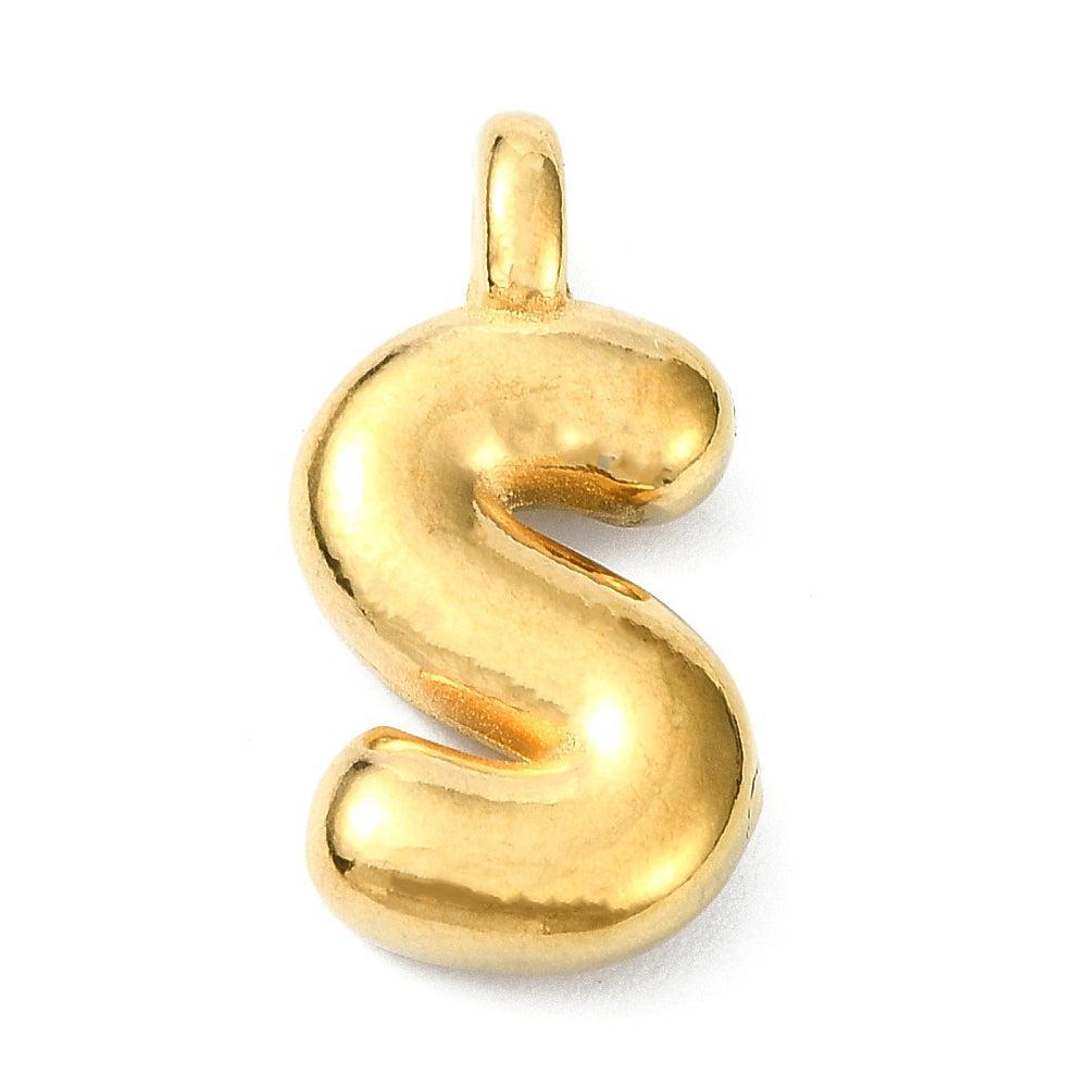 Bedel letter alfabet A-Z RVS 18K goud 19x13mm-bedels-Kraaltjes van Renate