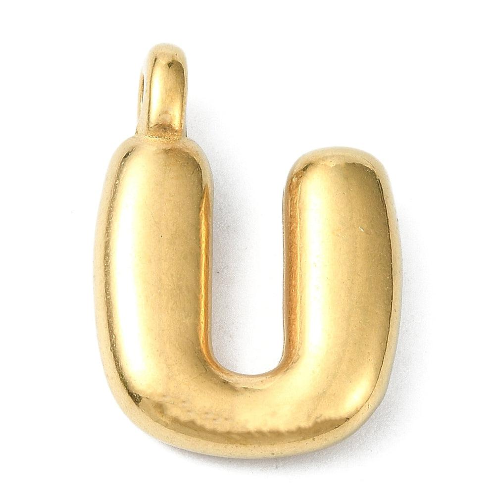 Bedel letter alfabet A-Z RVS 18K goud 19x13mm-bedels-Kraaltjes van Renate