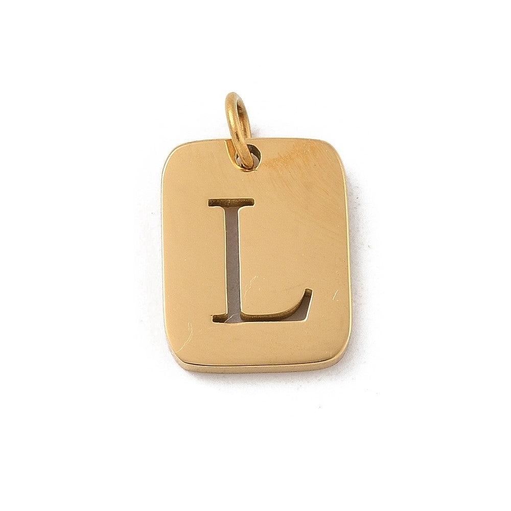 Bedel letter alfabet A-Z RVS goud 12x9mm - per stuk-bedels-Kraaltjes van Renate