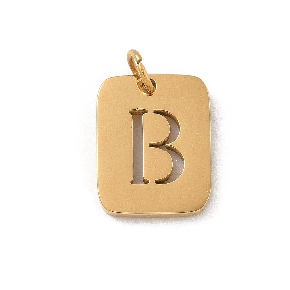 Bedel letter alfabet A-Z RVS goud 12x9mm - per stuk-bedels-Kraaltjes van Renate