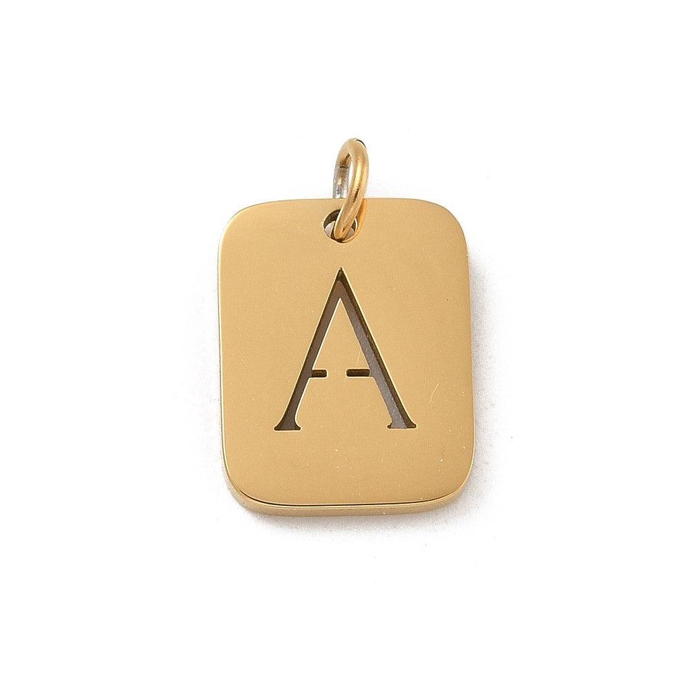 Bedel letter alfabet A-Z RVS goud 12x9mm - per stuk-bedels-Kraaltjes van Renate