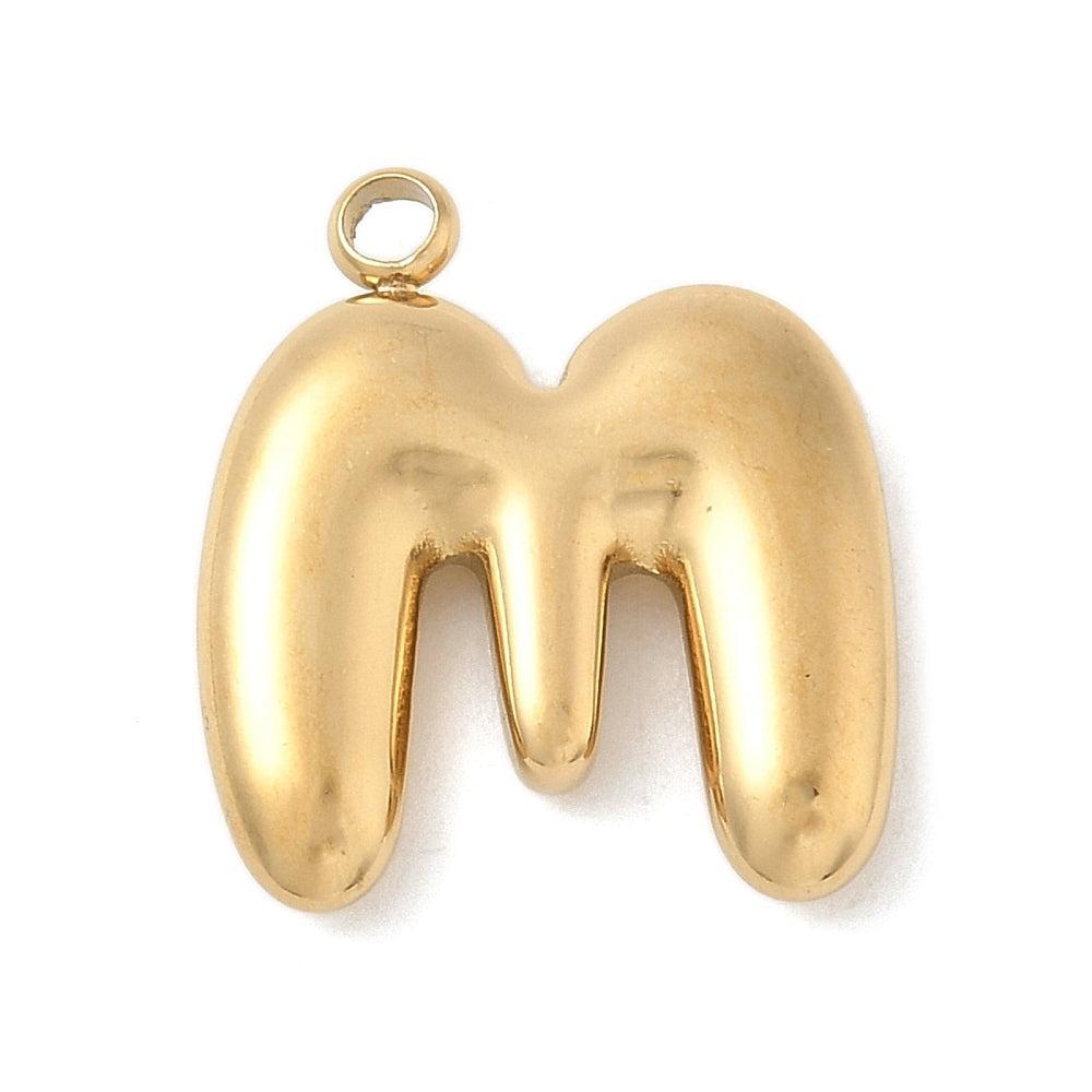 Bedel letter alfabet A-Z RVS goud ±17mm - per stuk-bedels-Kraaltjes van Renate