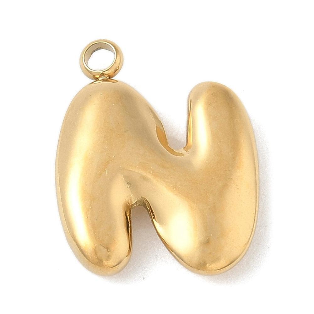 Bedel letter alfabet A-Z RVS goud ±17mm - per stuk-bedels-Kraaltjes van Renate