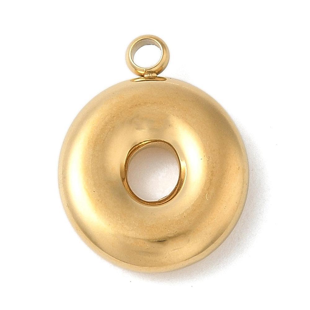 Bedel letter alfabet A-Z RVS goud ±17mm - per stuk-bedels-Kraaltjes van Renate