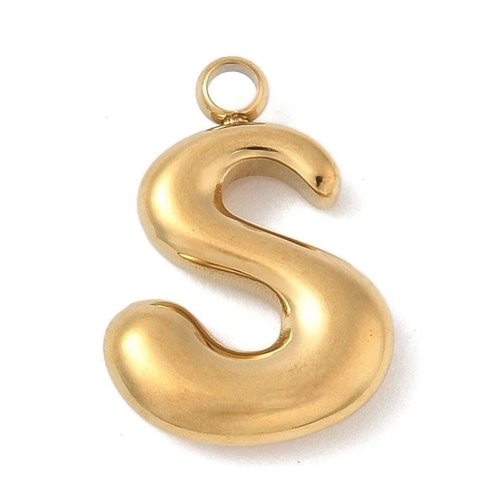 Bedel letter alfabet A-Z RVS goud ±17mm - per stuk-bedels-Kraaltjes van Renate