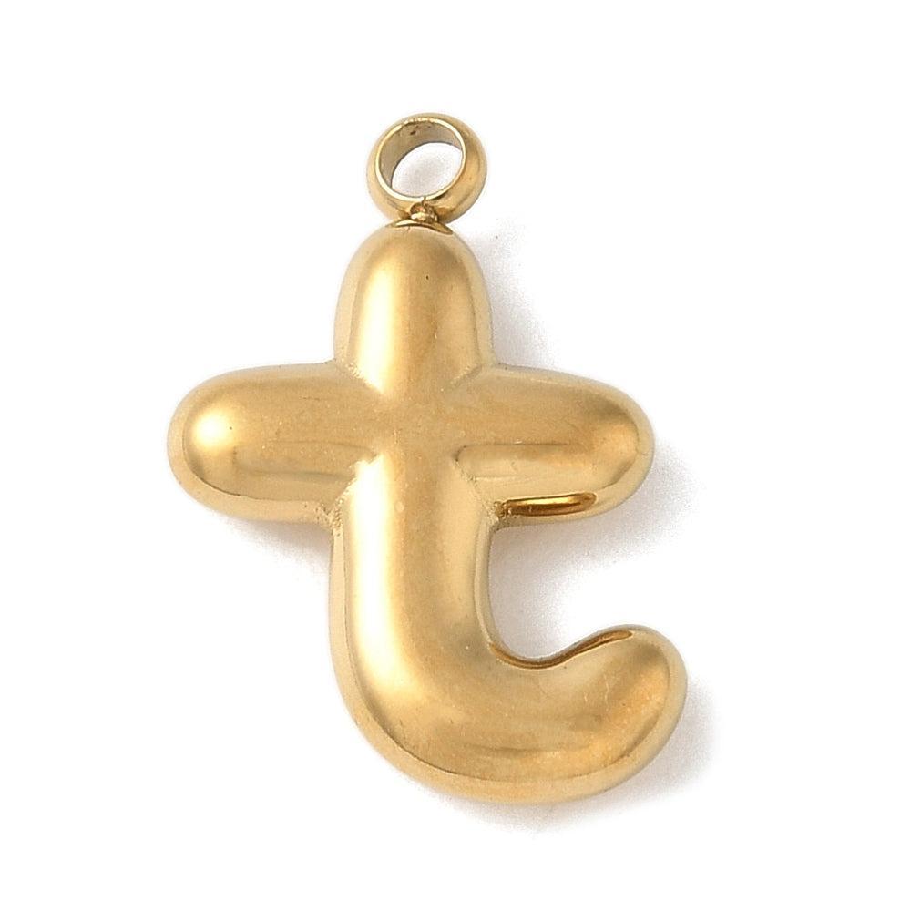 Bedel letter alfabet A-Z RVS goud ±17mm - per stuk-bedels-Kraaltjes van Renate