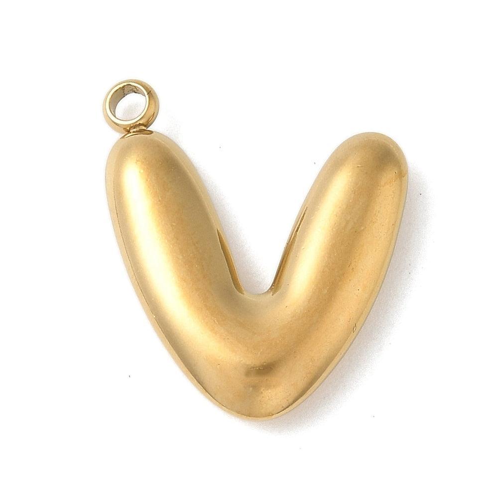 Bedel letter alfabet A-Z RVS goud ±17mm - per stuk-bedels-Kraaltjes van Renate