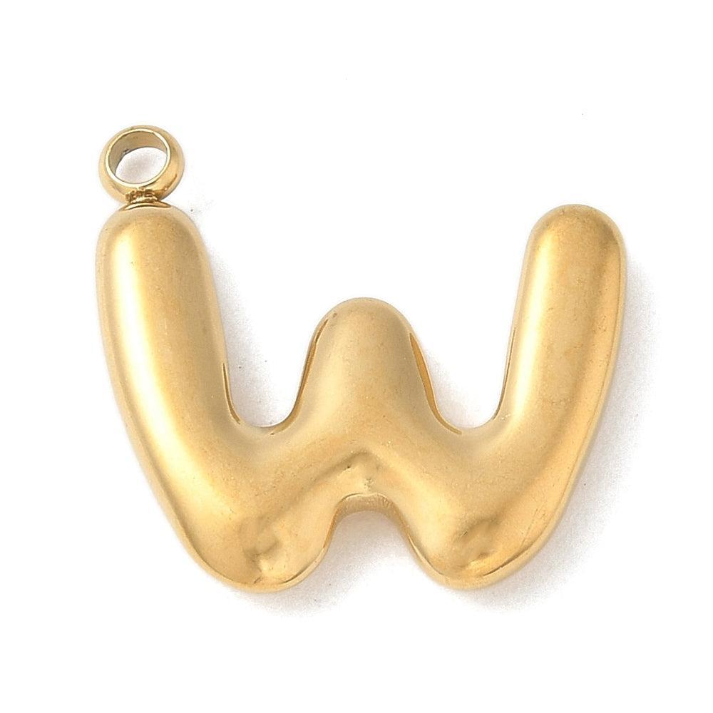 Bedel letter alfabet A-Z RVS goud ±17mm - per stuk-bedels-Kraaltjes van Renate