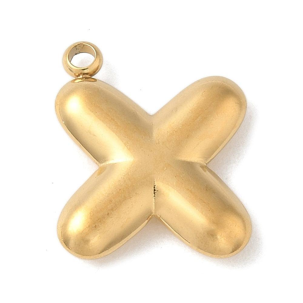 Bedel letter alfabet A-Z RVS goud ±17mm - per stuk-bedels-Kraaltjes van Renate