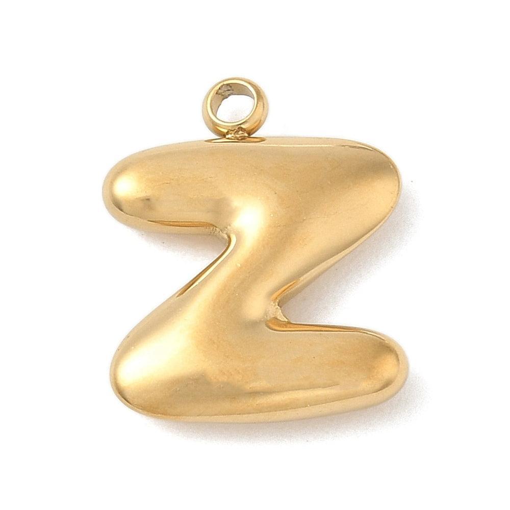 Bedel letter alfabet A-Z RVS goud ±17mm - per stuk-bedels-Kraaltjes van Renate