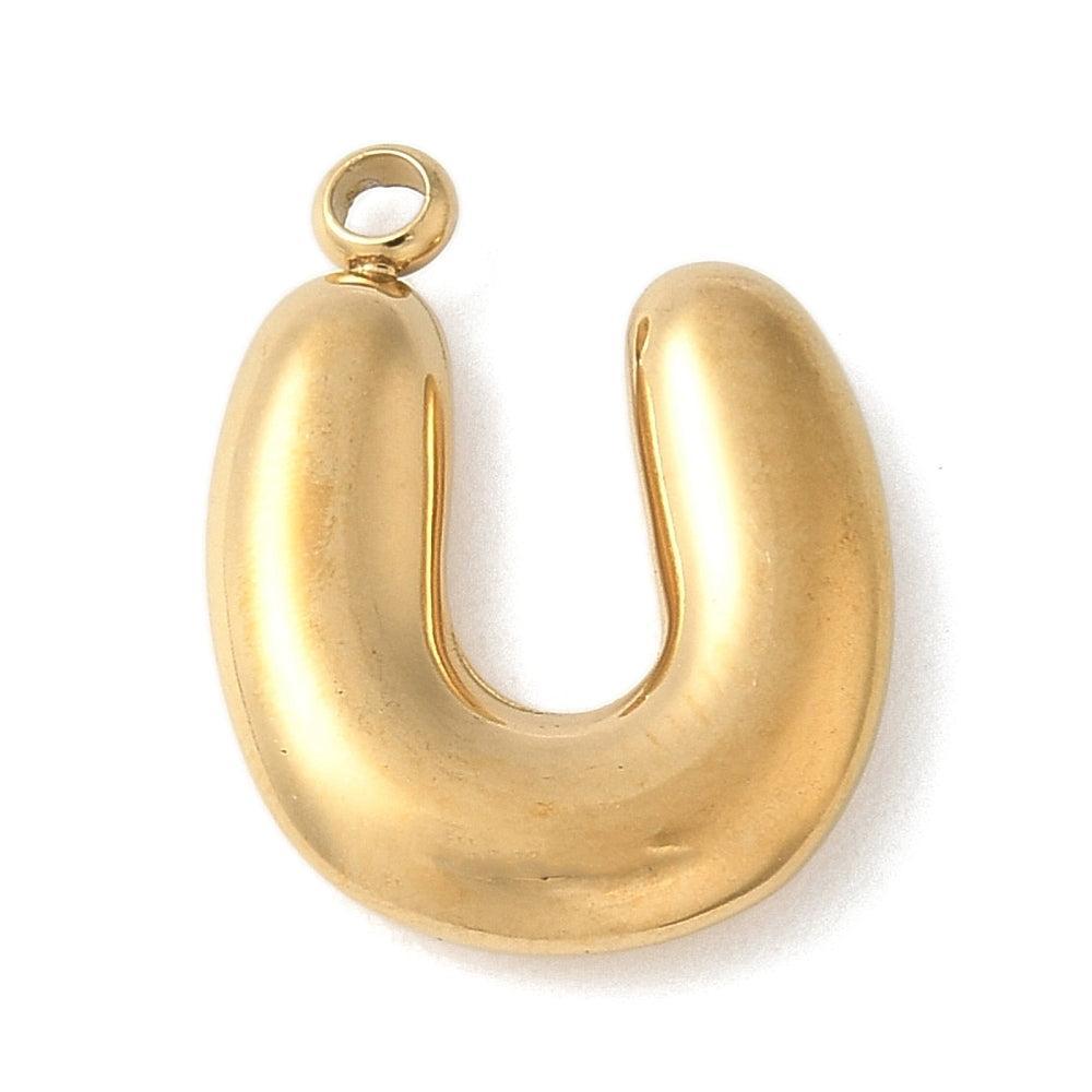 Bedel letter alfabet A-Z RVS goud ±17mm - per stuk-bedels-Kraaltjes van Renate