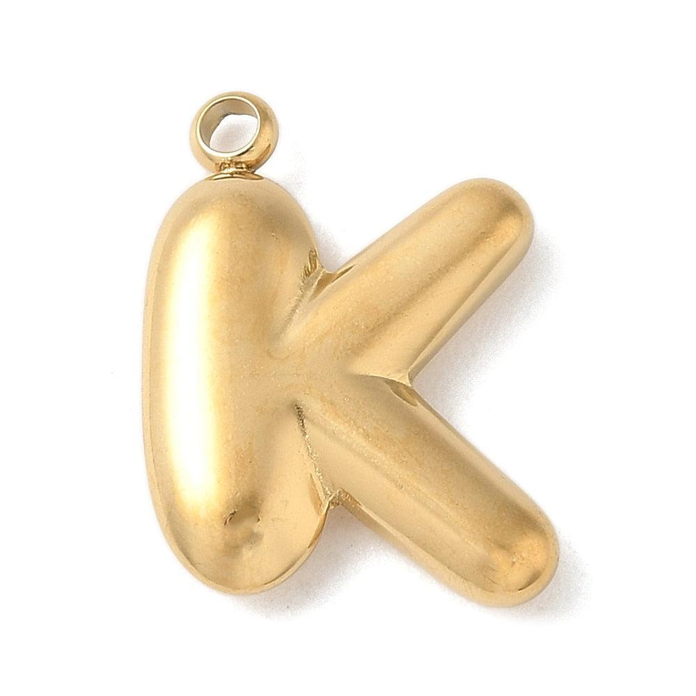 Bedel letter alfabet A-Z RVS goud ±17mm - per stuk-bedels-Kraaltjes van Renate