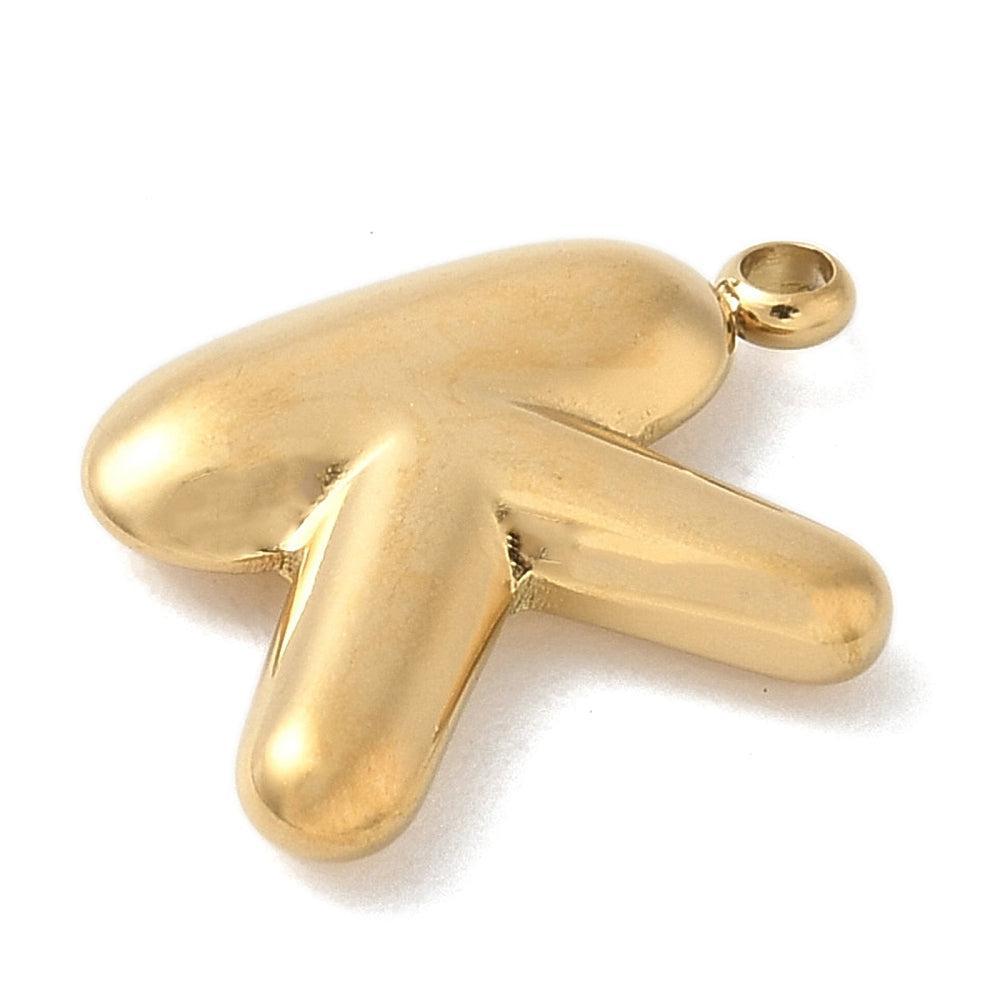 Bedel letter alfabet A-Z RVS goud ±17mm - per stuk-bedels-Kraaltjes van Renate