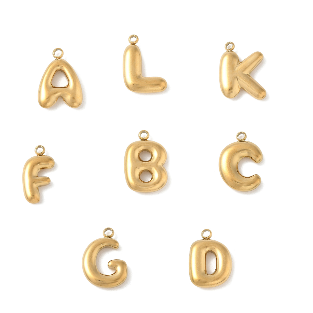 Bedel letter alfabet A-Z RVS goud ±17mm - per stuk-bedels-Kraaltjes van Renate