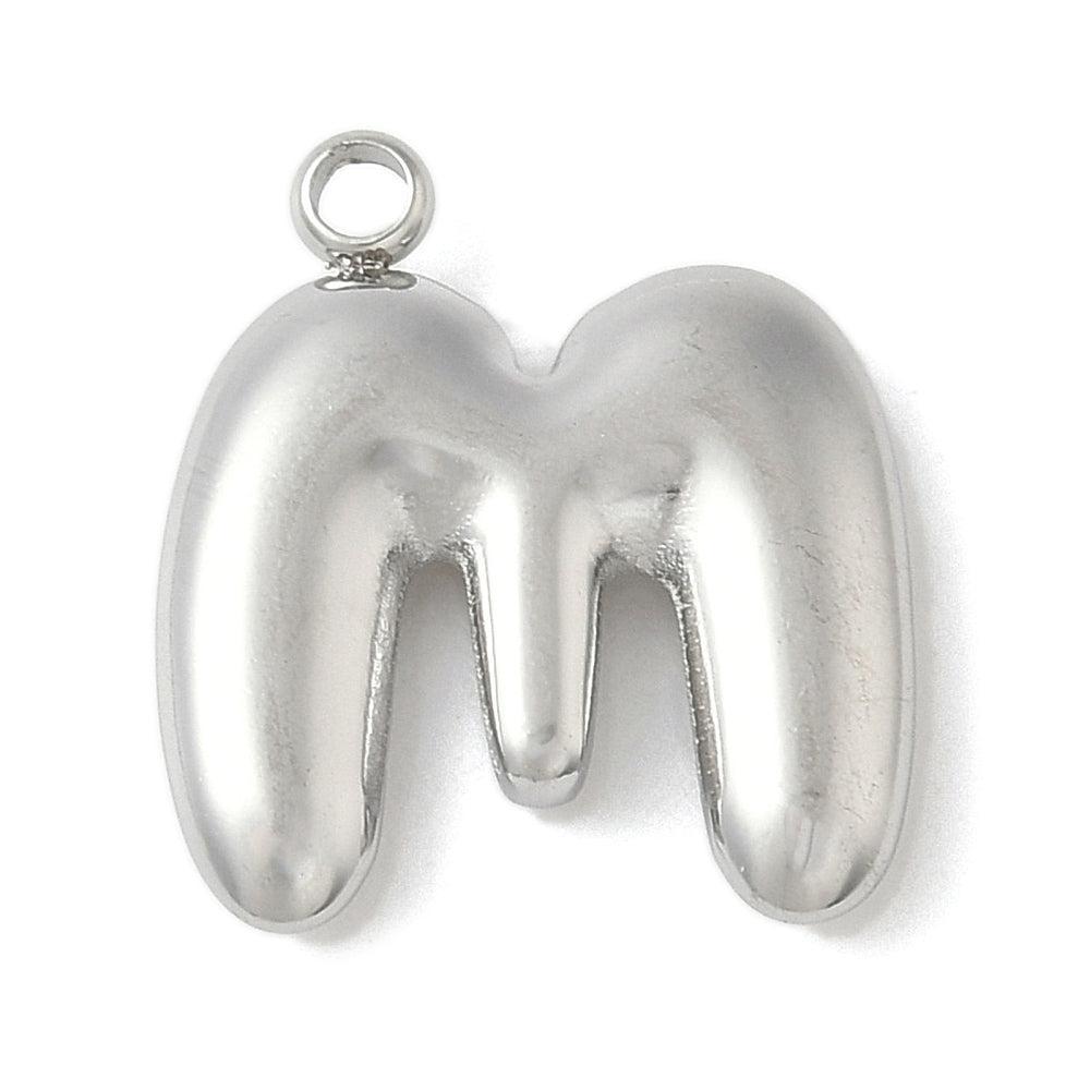 Bedel letter alfabet A-Z RVS zilver ±17mm - per stuk-bedels-Kraaltjes van Renate