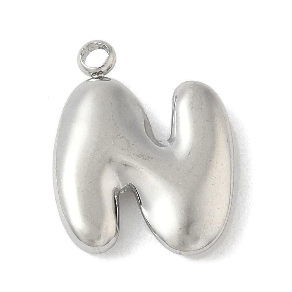 Bedel letter alfabet A-Z RVS zilver ±17mm - per stuk-bedels-Kraaltjes van Renate