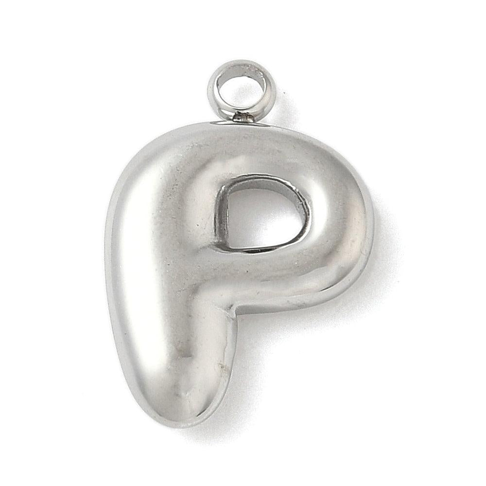 Bedel letter alfabet A-Z RVS zilver ±17mm - per stuk-bedels-Kraaltjes van Renate