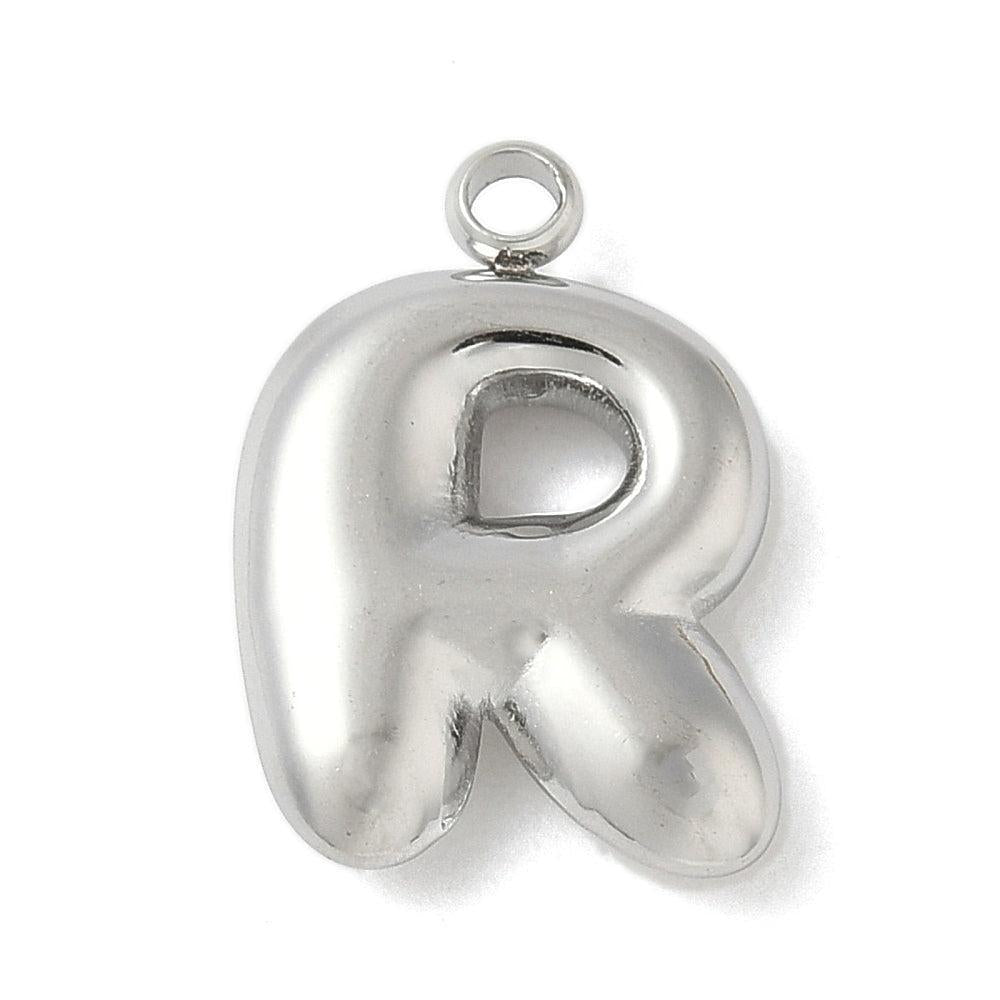 Bedel letter alfabet A-Z RVS zilver ±17mm - per stuk-bedels-Kraaltjes van Renate