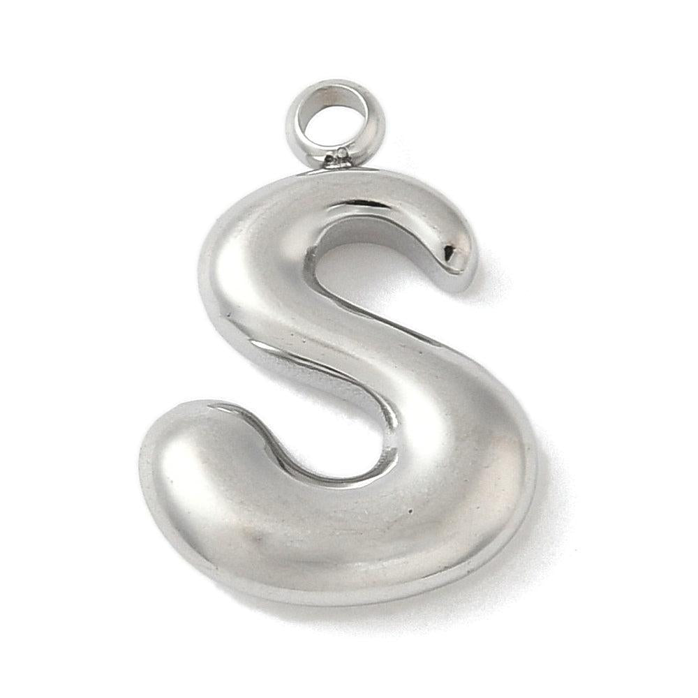 Bedel letter alfabet A-Z RVS zilver ±17mm - per stuk-bedels-Kraaltjes van Renate