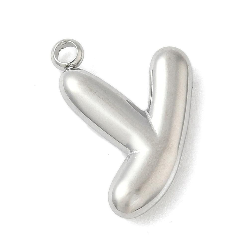 Bedel letter alfabet A-Z RVS zilver ±17mm - per stuk-bedels-Kraaltjes van Renate