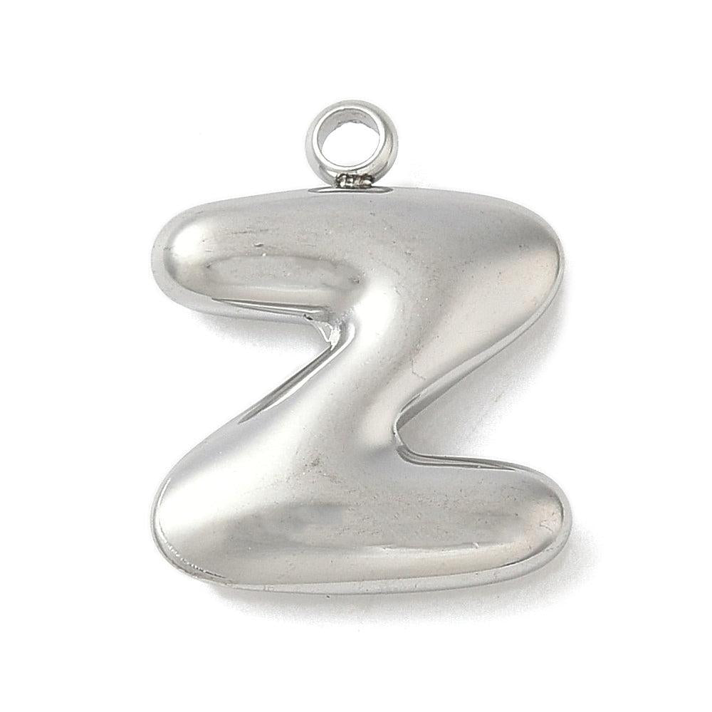 Bedel letter alfabet A-Z RVS zilver ±17mm - per stuk-bedels-Kraaltjes van Renate