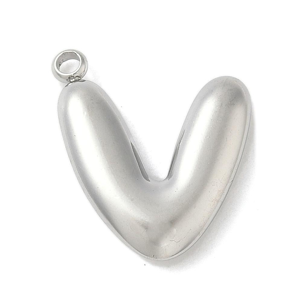 Bedel letter alfabet A-Z RVS zilver ±17mm - per stuk-bedels-Kraaltjes van Renate