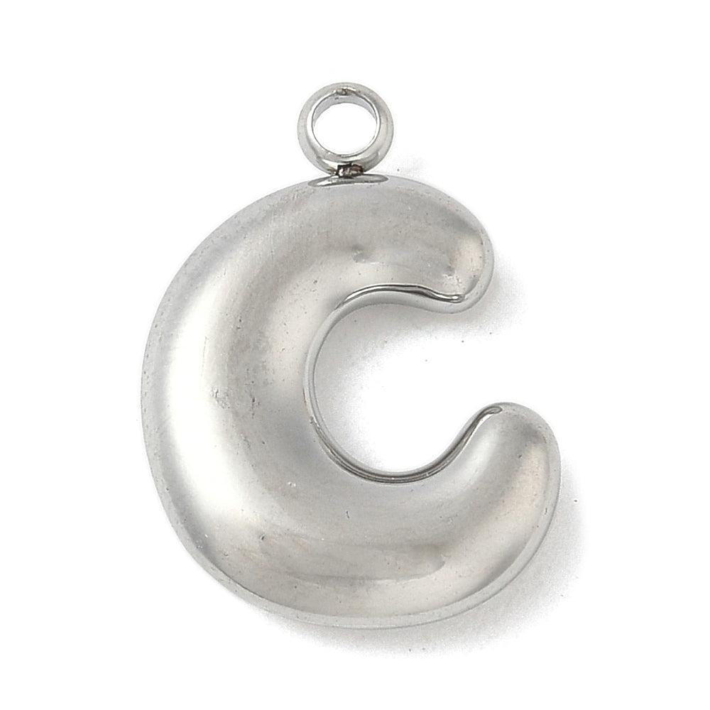 Bedel letter alfabet A-Z RVS zilver ±17mm - per stuk-bedels-Kraaltjes van Renate