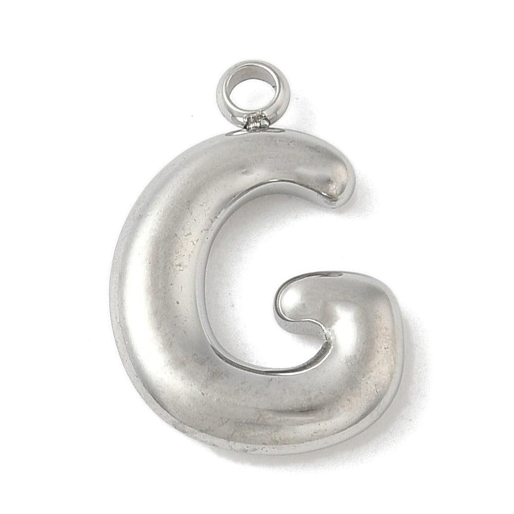 Bedel letter alfabet A-Z RVS zilver ±17mm - per stuk-bedels-Kraaltjes van Renate