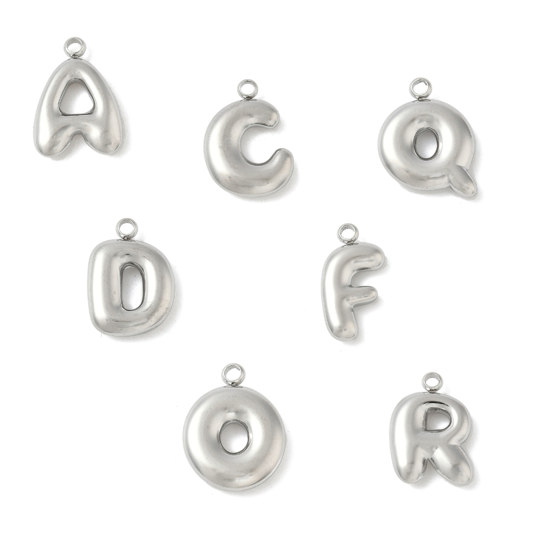 Bedel letter alfabet A-Z RVS zilver ±17mm - per stuk-bedels-Kraaltjes van Renate