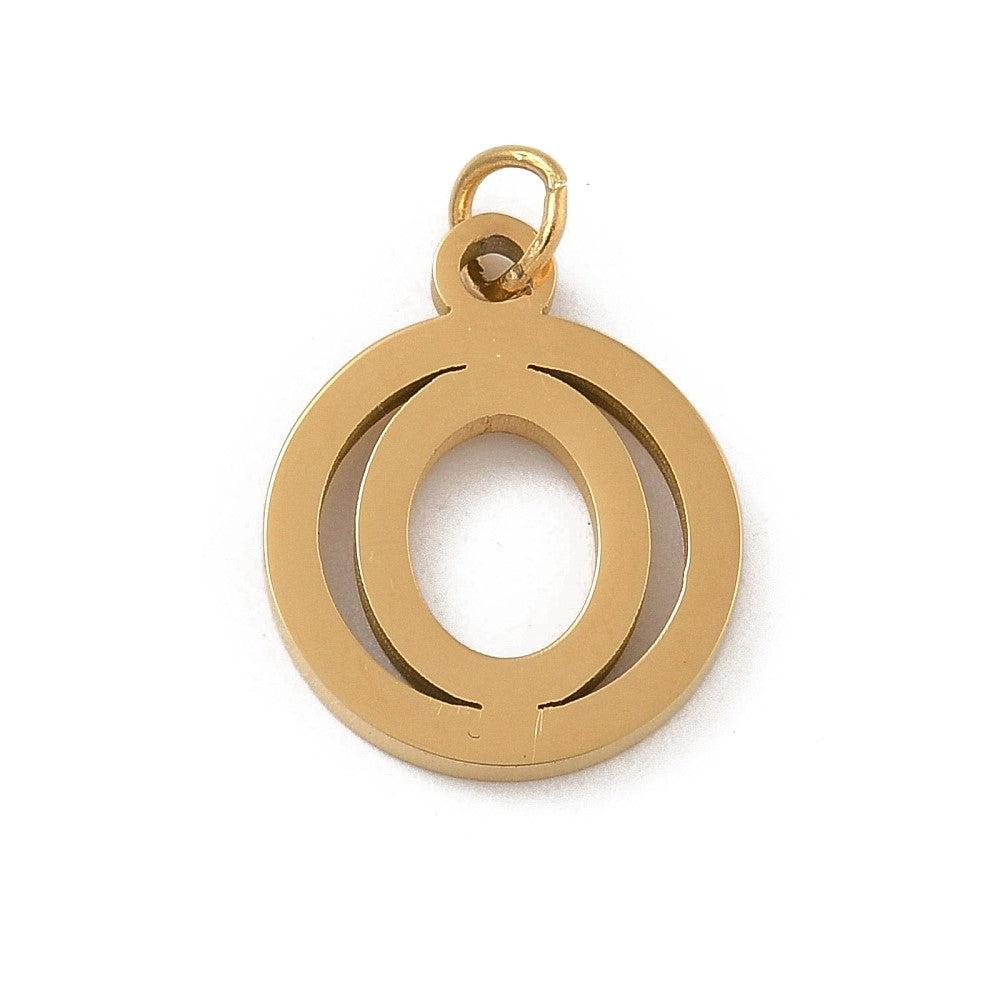 Bedel letter rond alfabet A-Z goud RVS 14x12mm-bedels-Kraaltjes van Renate